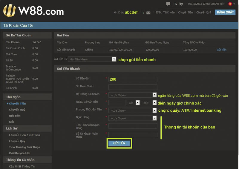 Cach gui tien W88 hinh 2