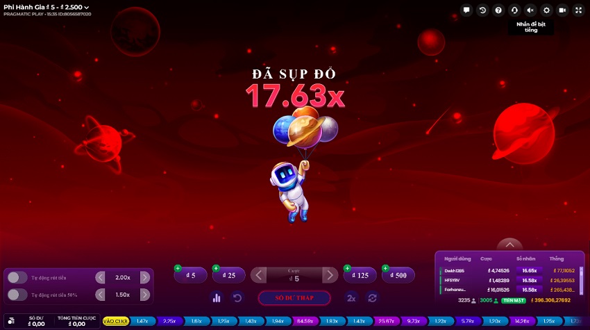 Đặc điểm game Spaceman tại W88 Tinh nang game Spaceman tai W88